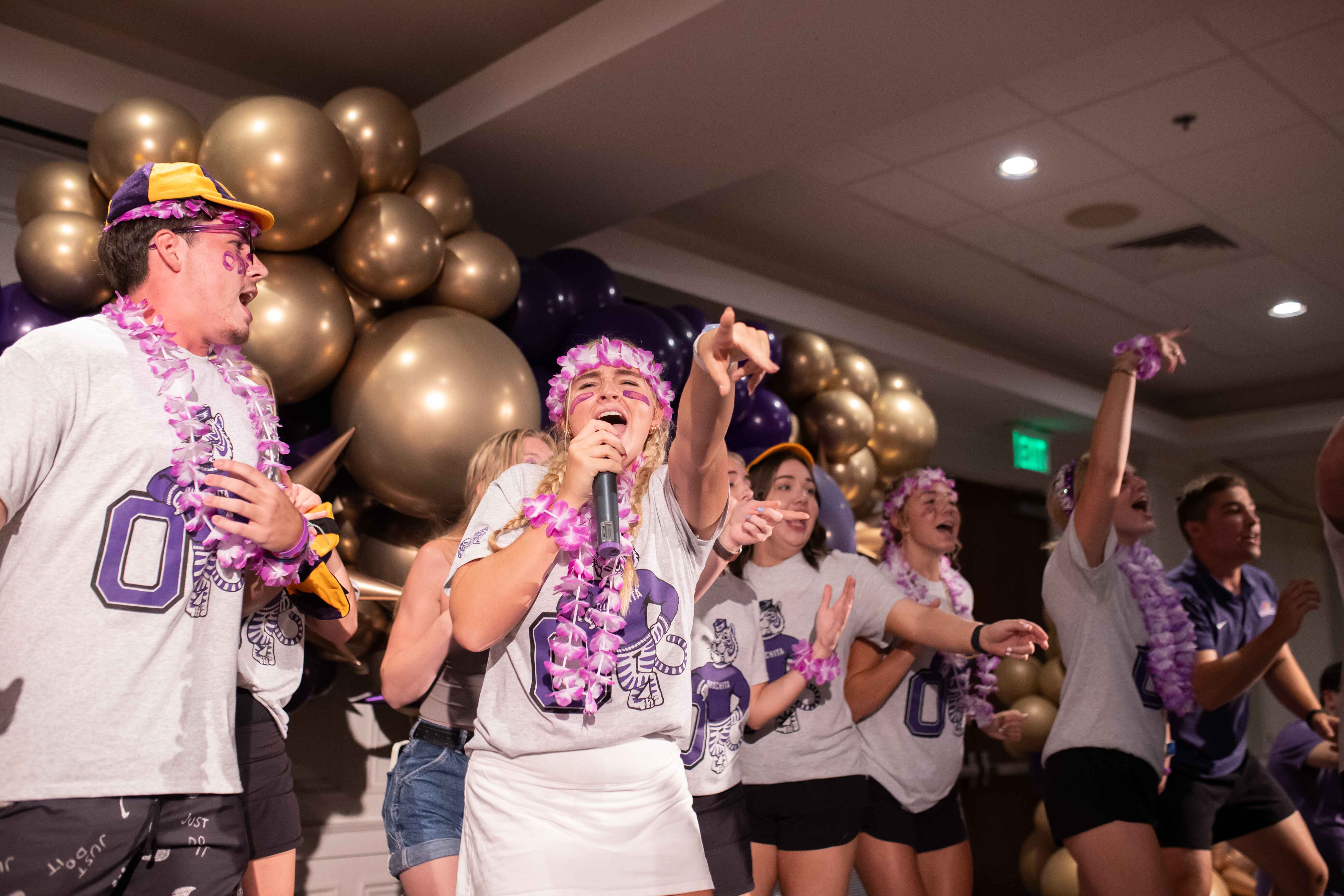 Freshmen celebrate the start of the year at the annual purple and gold party